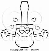 Wanting Mascot Hug Screwdriver Loving Clipart Cartoon Cory Thoman Outlined Coloring Vector 2021 sketch template
