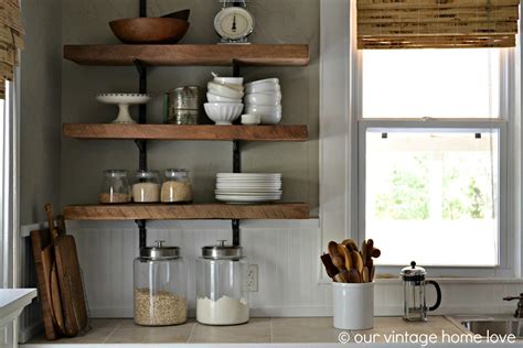 vintage home love reclaimed wood kitchen shelving reveal