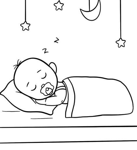 child sleeping coloring page