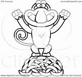 Monkey Proboscis Standing Bananas Clipart Cartoon Outlined Cory Thoman Coloring Vector 2021 sketch template