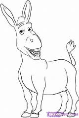 Shrek Donkey Drawing Coloring Pages Draw Cartoon Sketch Step Disney Drawings Kids Burro Funny Outline Colouring Print Animal Cartoons Donkeys sketch template