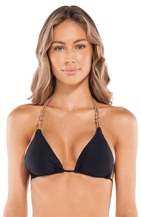 luxurious black bikini top with rope leather ties top nude rope knot