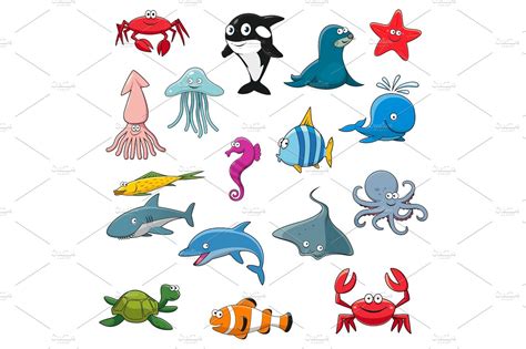 ocean  sea cartoon isolated characters illustrations creative market