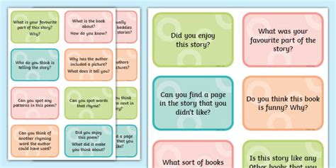 guided reading question cards teacher
