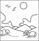 Coloring Mountain Scenery Pages Sunrise Printable Kids Drawing Nature Children Color Wonderful Draw Coloringpagesfortoddlers Choose Board Coloringfolder sketch template