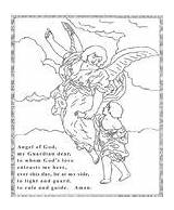 Guardian Angel Coloring Catholic Pages Prayer Angels Crafts Sunday School sketch template