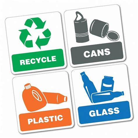 bin signs recycle cans plastic glass sticker en ebay