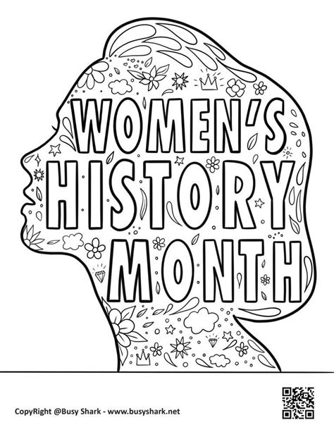 womens history month coloring page  printable busy shark