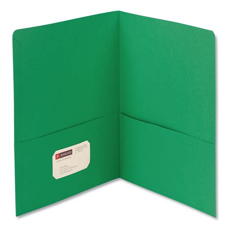 smead  pocket folder textured paper  sheet capacity    green box coastal