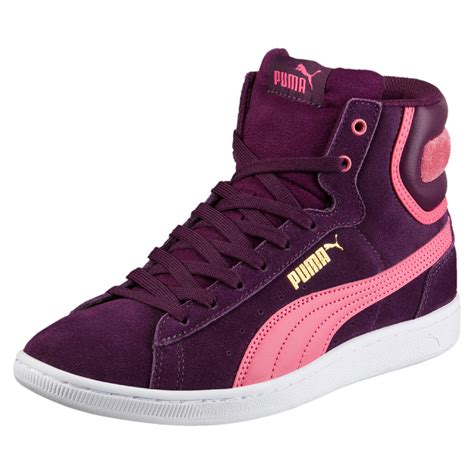 puma suede vikky mid womens high top sneakers  purple lyst