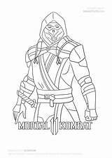 Coloring Mortal Scorpion Kombat sketch template
