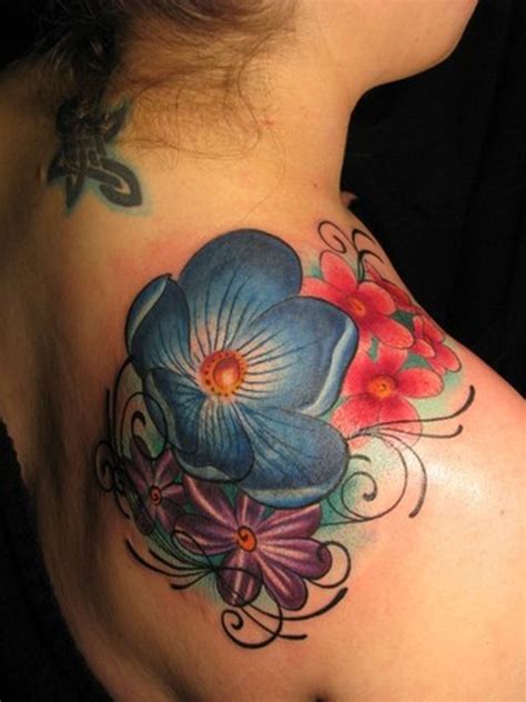 amazing flowers shoulder tattoos