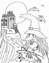 Coloring House Witch Scary Hill sketch template