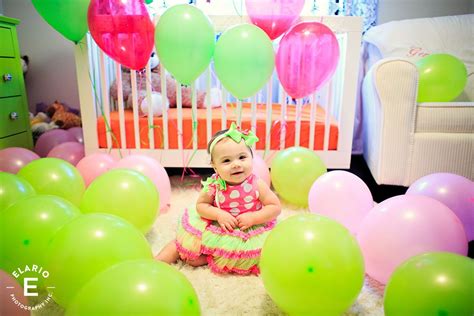 baby girl turns  baby photo shoot ideas baby  balloons baby