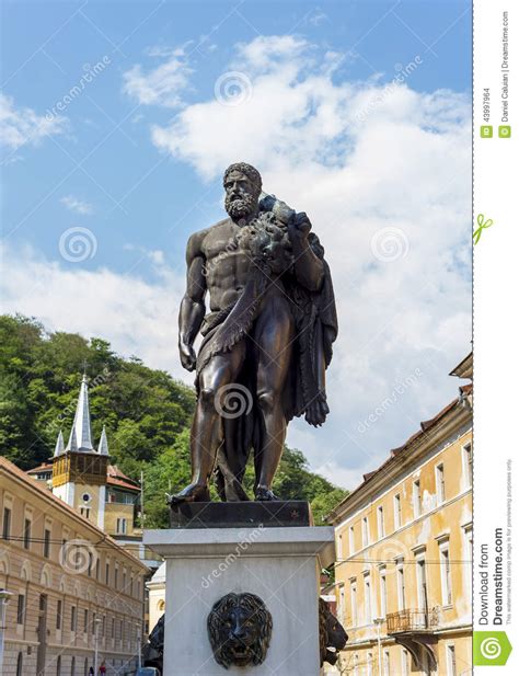 hercules statue  spa town  baile herculane stock photo image