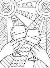 Toast Wine Sunset Coloring Pdf Digital sketch template