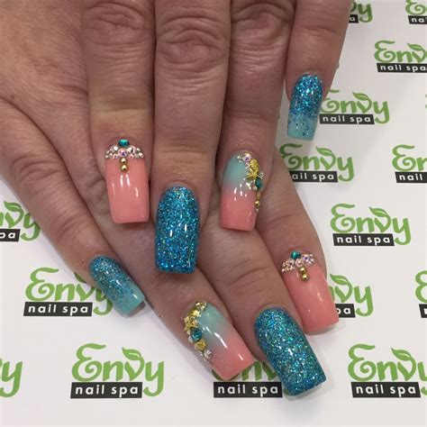 envy nail spa   finger tips nail spa nails mermaid nails