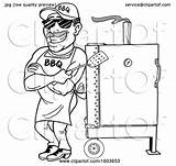 Lineart Smoker Bbq Leaning Spatula Folded Arms Holding Illustration Man Lafftoon Royalty Against Clipart Vector 2021 sketch template