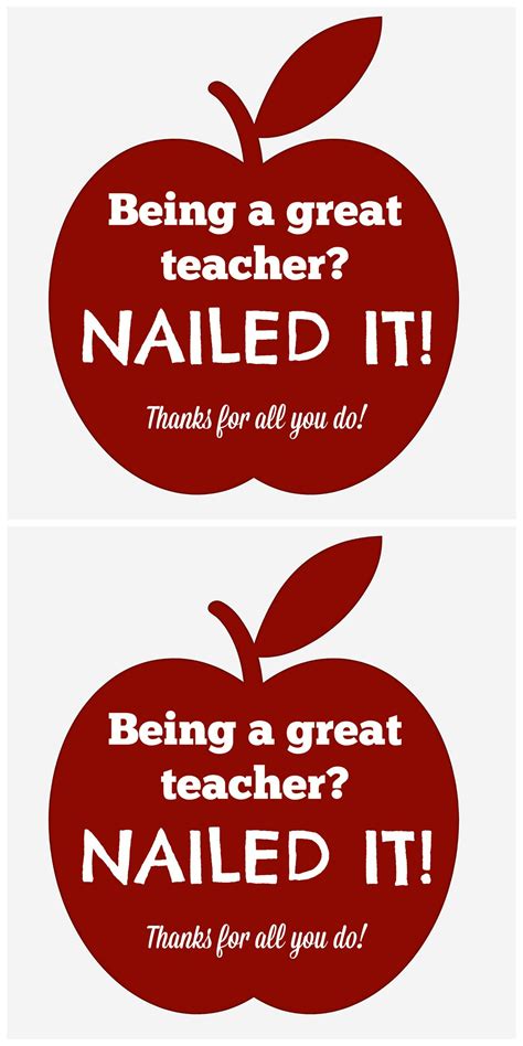 great teacher nailed  printable teacher appreciation gift tag   fabulous life