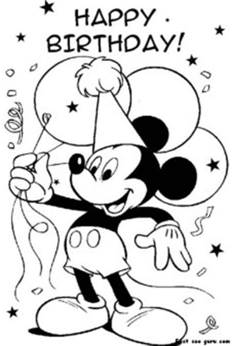 printable mickey mouse disney happy birthday coloring pages