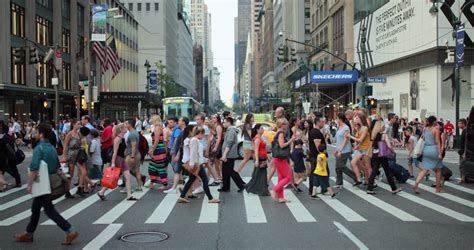 New York Circa August 2014 Crowd Of People Walking On