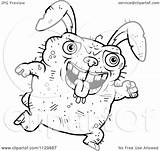 Ugly Running Outlined Rabbit Coloring Clipart Cartoon Thoman Cory Vector sketch template