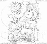 Outline Donuts Coloring Bird Cat Making Illustration Royalty Clip Bannykh Alex Clipart sketch template