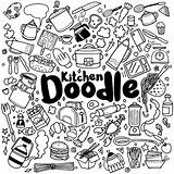 Kitchen Doodle Doodles Vector Hand Premium Foods Cook Icons Stock Made sketch template