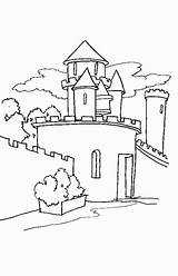 Coloring Castle Medieval Drawing sketch template