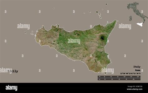 Shape Of Sicily Autonomous Region Of Italy With Its Capital Isolated