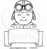 Pilot Clipart Coloring Aviator Boy Sign Happy Over Cartoon Thoman Cory Outlined Vector Hat Clipground Template sketch template