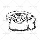 Phone Old Rotary Sketch Vector Illustration Choose Board sketch template