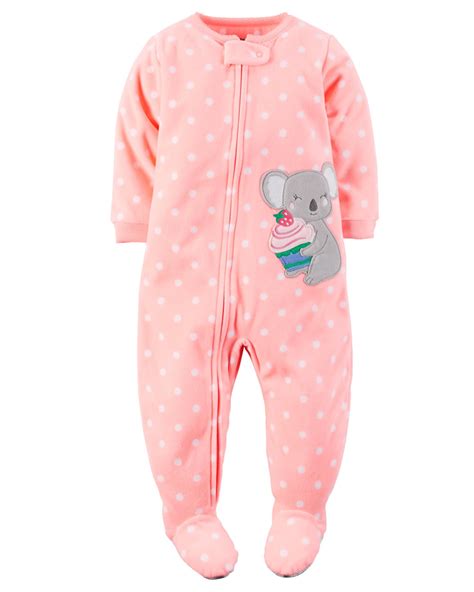 carters infant toddler girls fleece footed pajamas koala shop    shopping