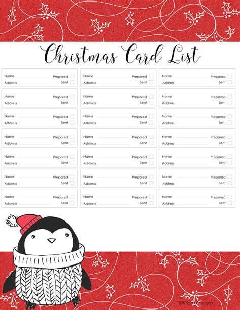 printable christmas gift list template