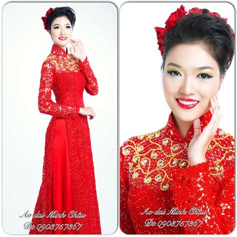 elegant red bridal ao dai from ao dai minh chau chinese