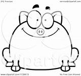Chubby Pig Smiling Clipart Cartoon Outlined Coloring Vector Cory Thoman Royalty sketch template