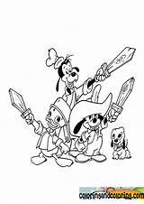Musketiere Mickey Musketiers Drie Mosqueteros Disneykleurplaten Disneymalvorlagen sketch template
