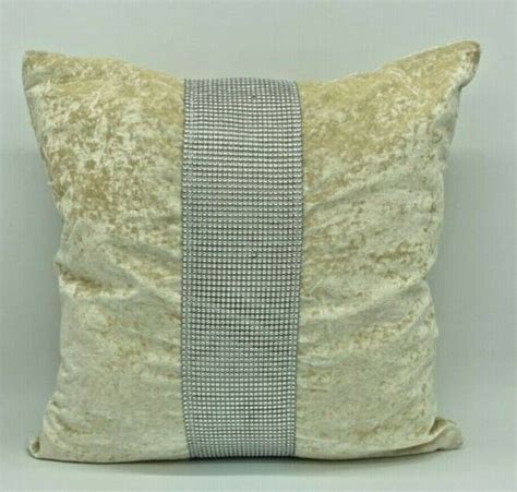 large cushions set   crushed velvet middle lace cream covers