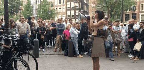 performance artist invites people to touch her privates inside her