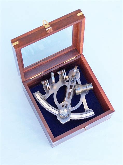 buy antique brass sextant 7in with rosewood box model ships