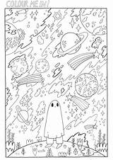 Aesthetic Coloring Pages Indie Ghost Sad Club Kid Drawing sketch template