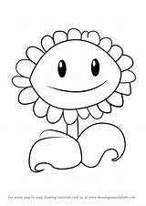 Zombies Vs Plants Sunflower Draw Drawing Step Tutorial Cartoon Learn Drawings Getdrawings Paintingvalley sketch template