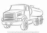 Truck Drawing Draw Gasoline Transport Step Trucks Tutorials Drawings Transportation sketch template