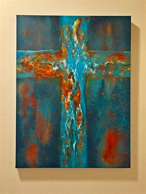 enjoyed creating  cross acrylic  canvas painting commissioned