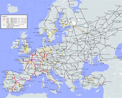 high speed railroad map  europe rmapporn