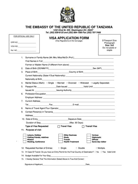 tanzania visa application form pdf fill out and sign printable pdf