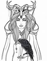 Coloring Horror Book Books Pages Adult Halloween Adults Printable Colouring Fairy Witch Woman Amazon Women Print Death Shaman Skull Beautiful sketch template