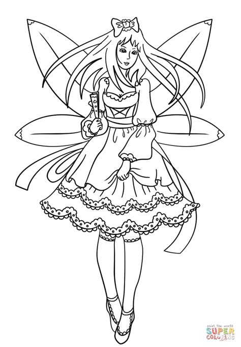 gothic fairy coloring page  printable coloring pages