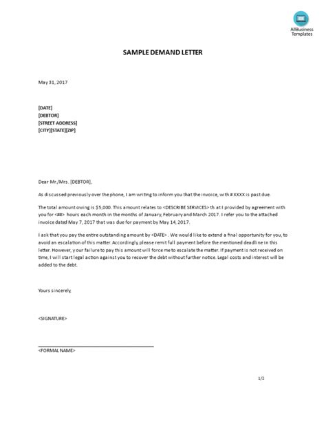 formal demand letter gotilo