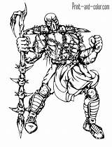 Mortal Kombat Coloring Scorpion Raiden sketch template